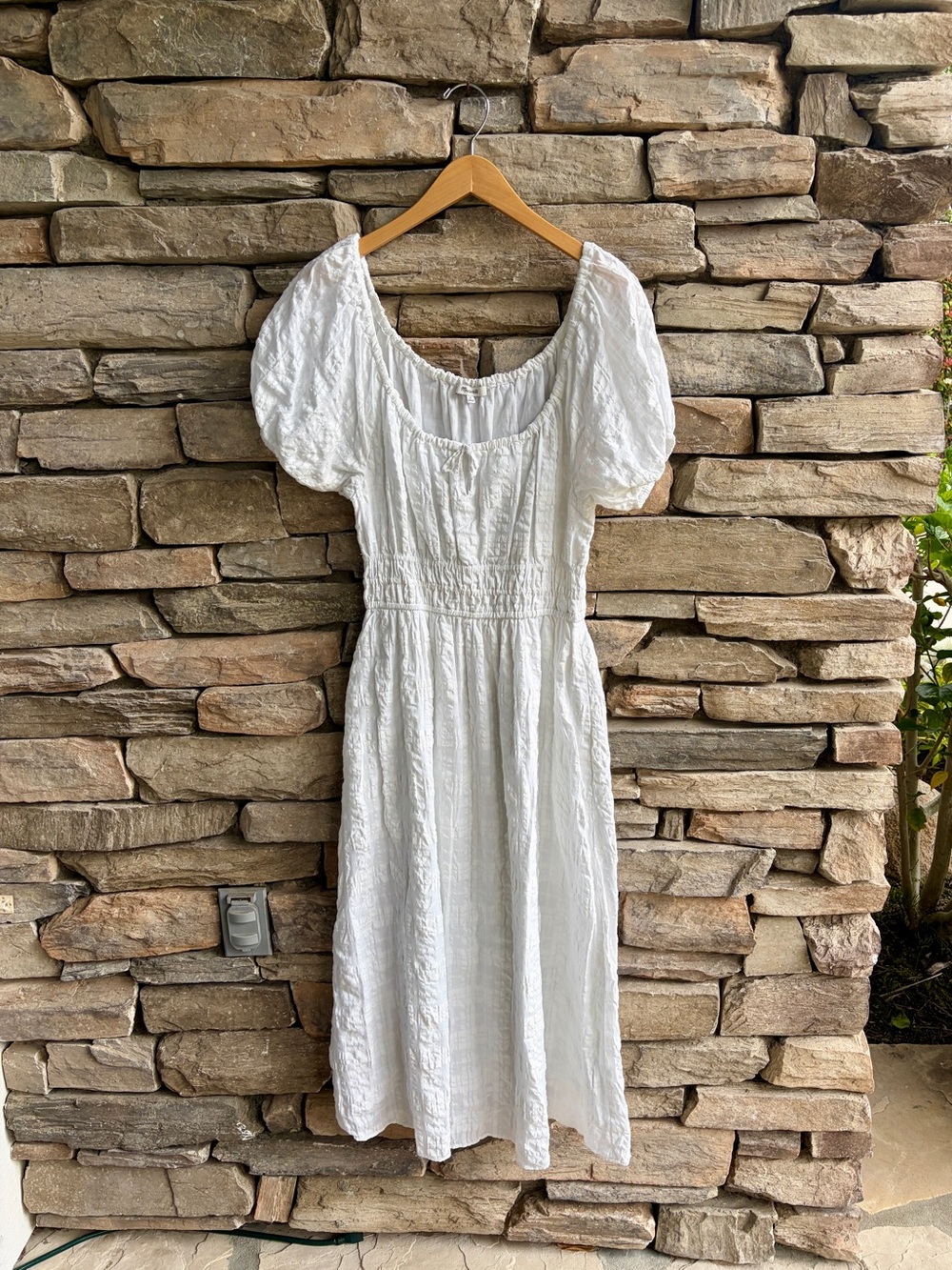 Madewell White Puff-Sleeve Smocked Peasant Maxi Dress Short Sleeve Smocked waist - Picture 7 of 7